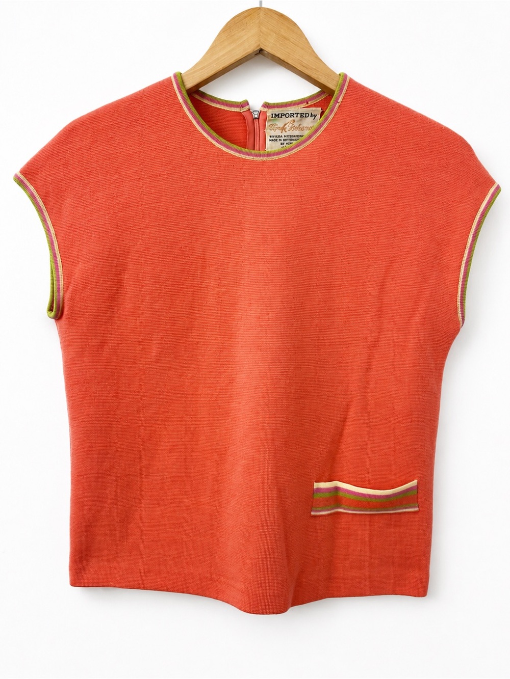 Vintage Imported by Riviera 100% Wool Coral Knit Top Size 12